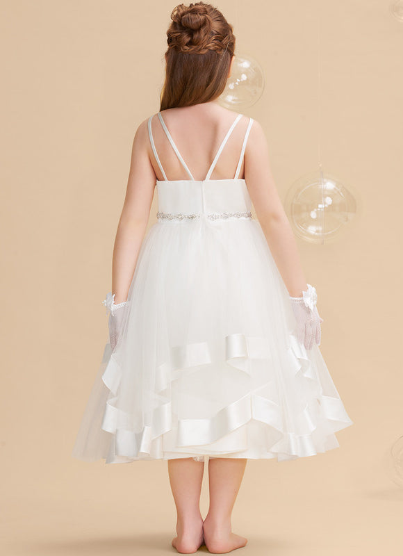 Robe Chic Satinée Blanche Enfant - gallery 3