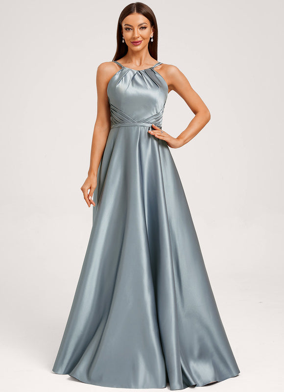 Robe Chic Satinée Bleu Clair - gallery 2