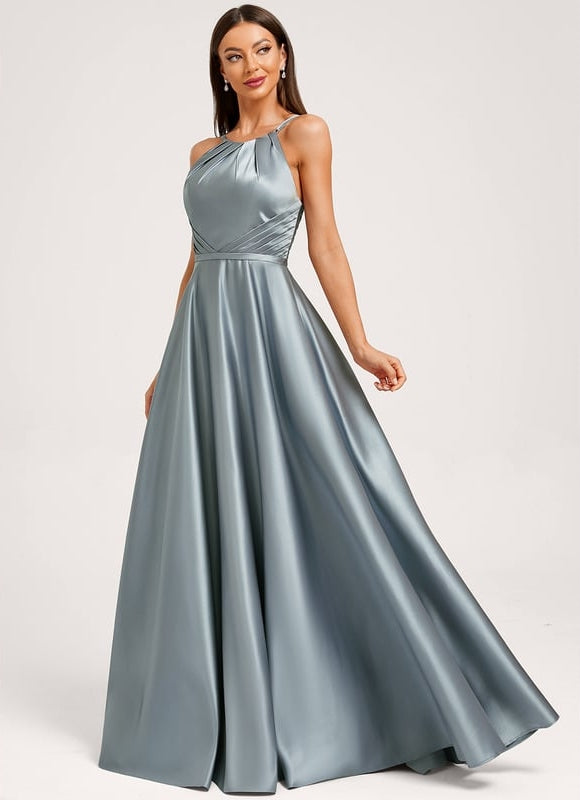 Robe Chic Satinée Bleu Clair - gallery 1