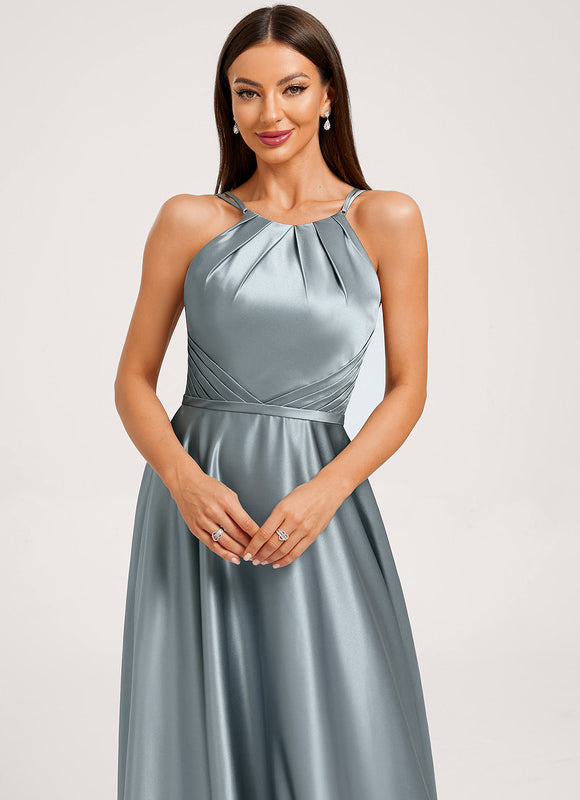 Robe Chic Satinée Bleu Clair - gallery 4