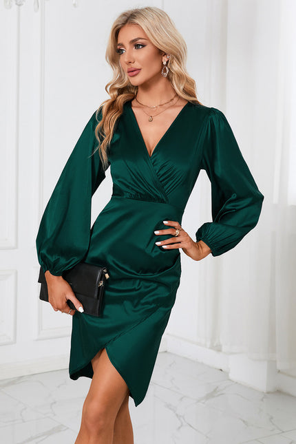 Robe Chic Satin Émeraude Élégant
