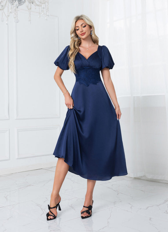 Robe Chic Satin Col Cœur Élégante - gallery 2