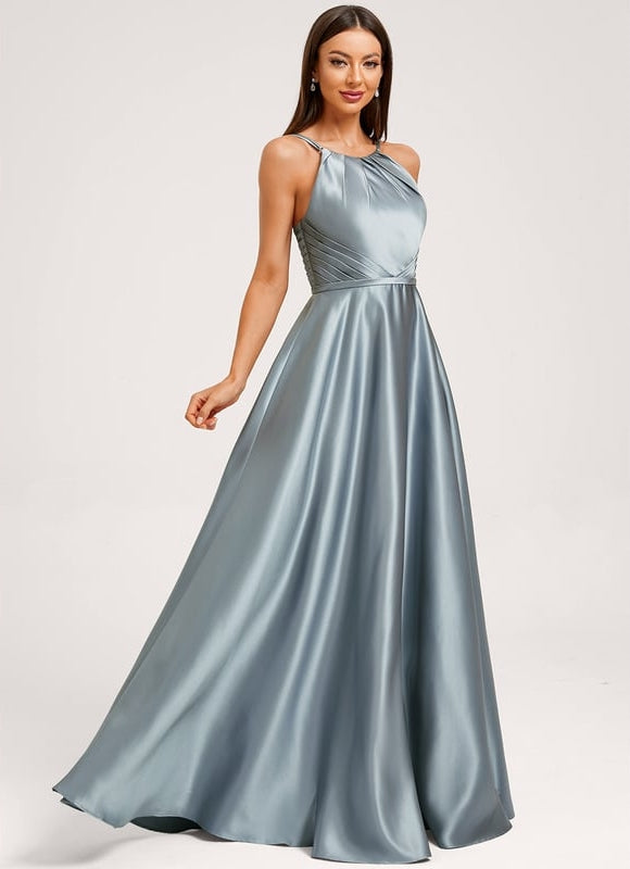 Robe Chic Satinée Bleu Clair