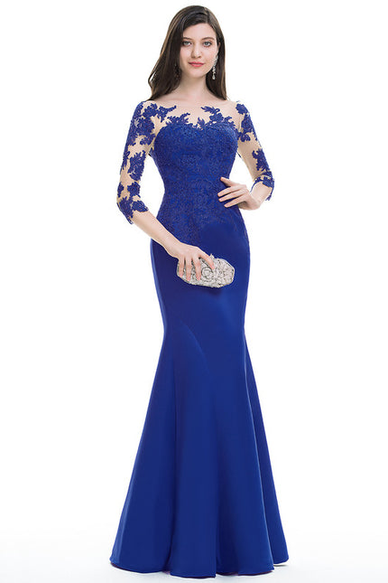 Robe Chic Élégante Bleu Satiné