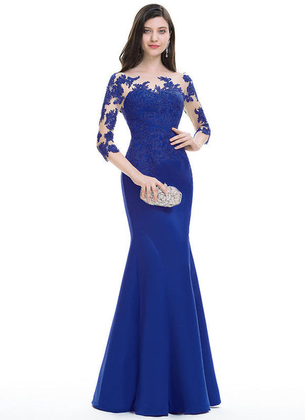 Robe Chic Élégante Bleu Satiné