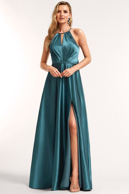 Robe Chic Satin Bleu - gallery 2