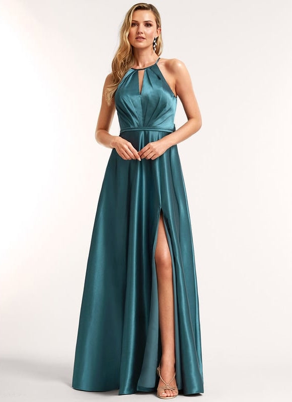 Robe Chic Satin Bleu - gallery 2