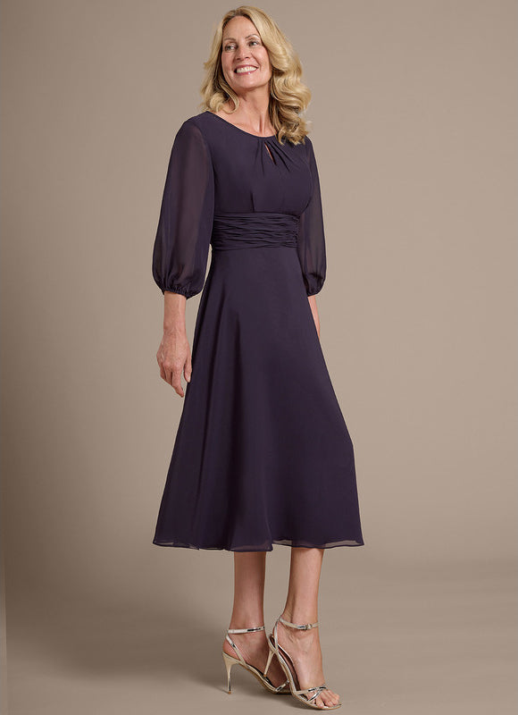 Robe Chic Mousseline Violet - gallery 3