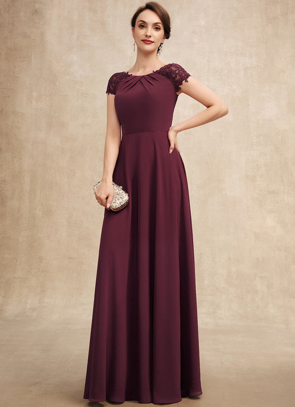 Robe Chic Bordeaux Mousseline Avec Dentelle