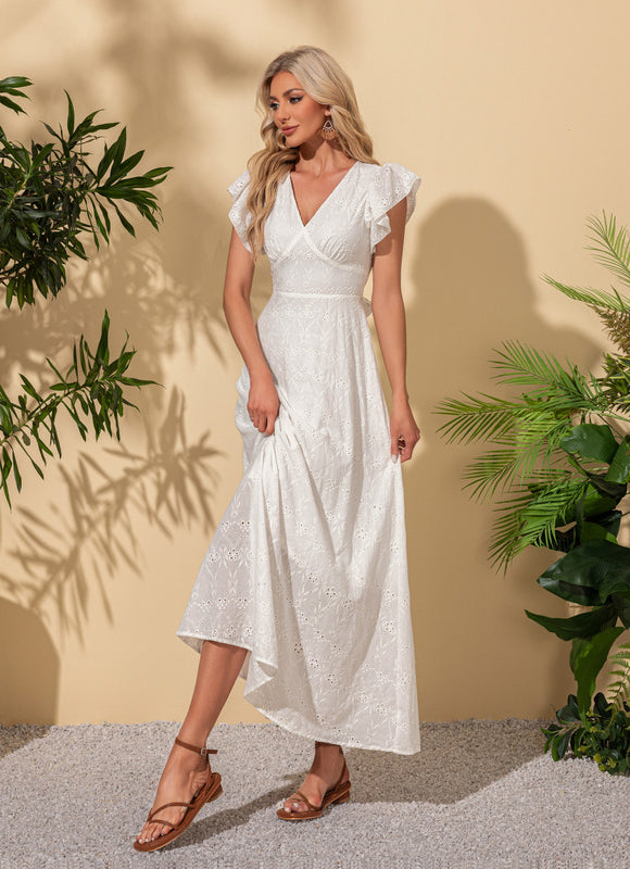 Robe Chic Blanche Brodée - gallery 5