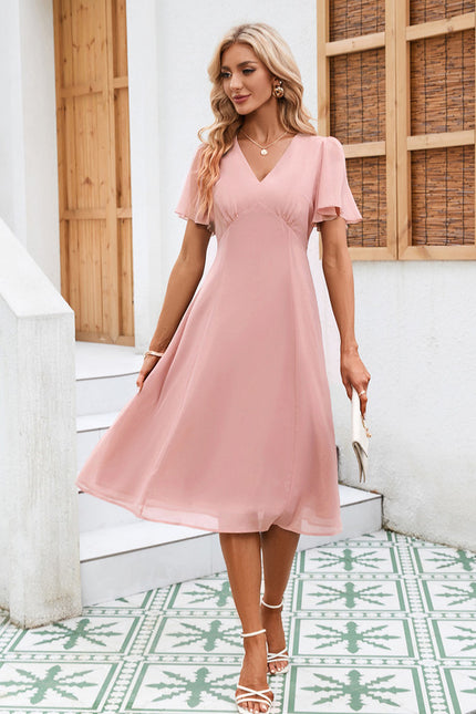 Robe Chic Volants Bordeaux