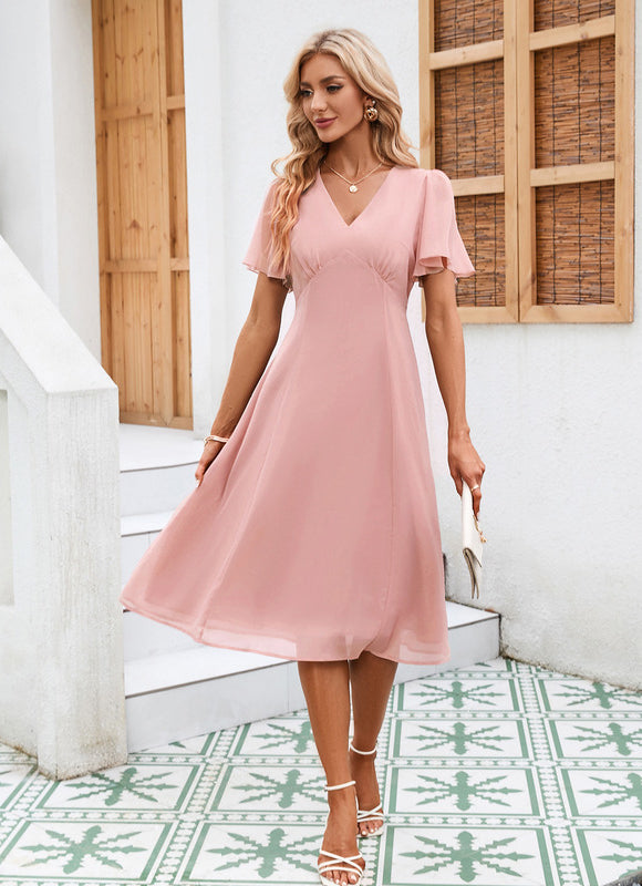 Robe Chic Volants Bordeaux