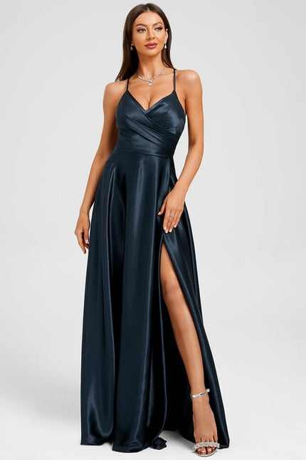 Robe Chic Satin Bleue Élégante
