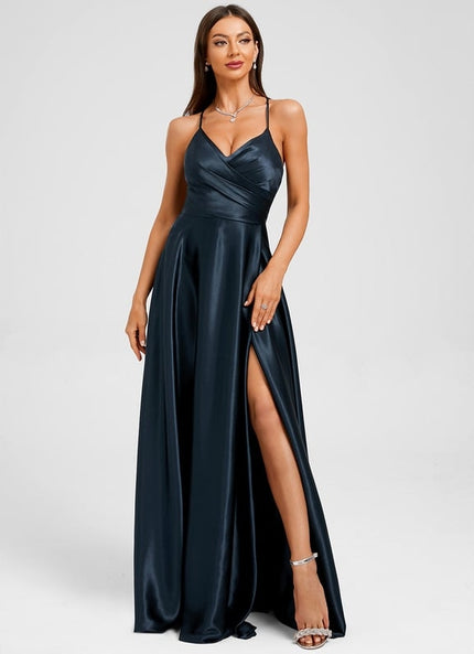 Robe Chic Satin Bleue Élégante
