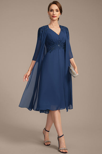 Robe Chic Bleu Marine Élégante - gallery 3