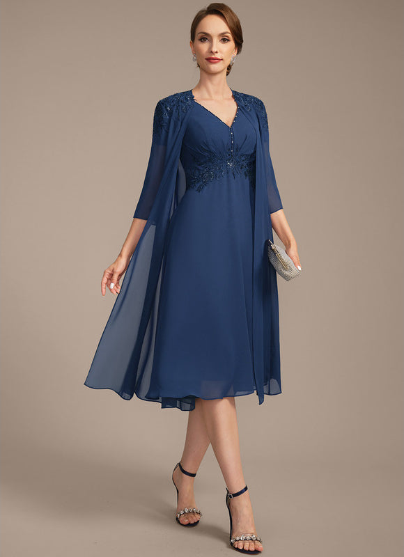 Robe Chic Bleu Marine Élégante - gallery 3