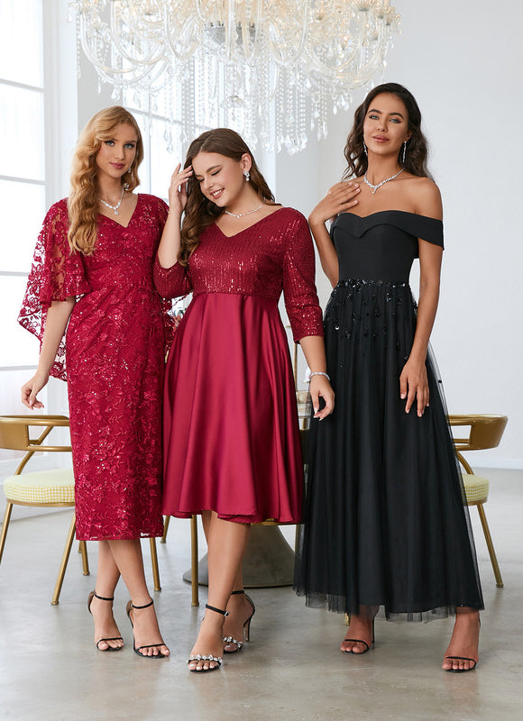 Robe Chic Éclat Rubis Satiné - gallery 2