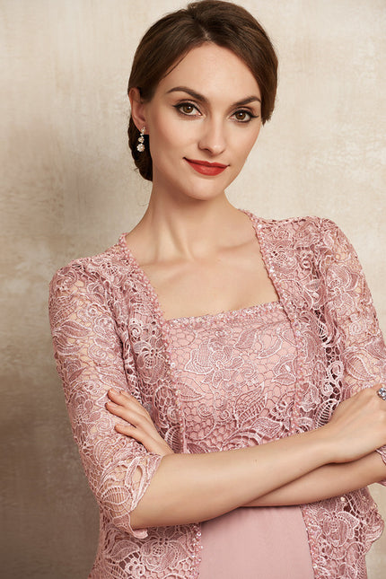 Robe Chic Élégance Rosée Tissée - gallery 1