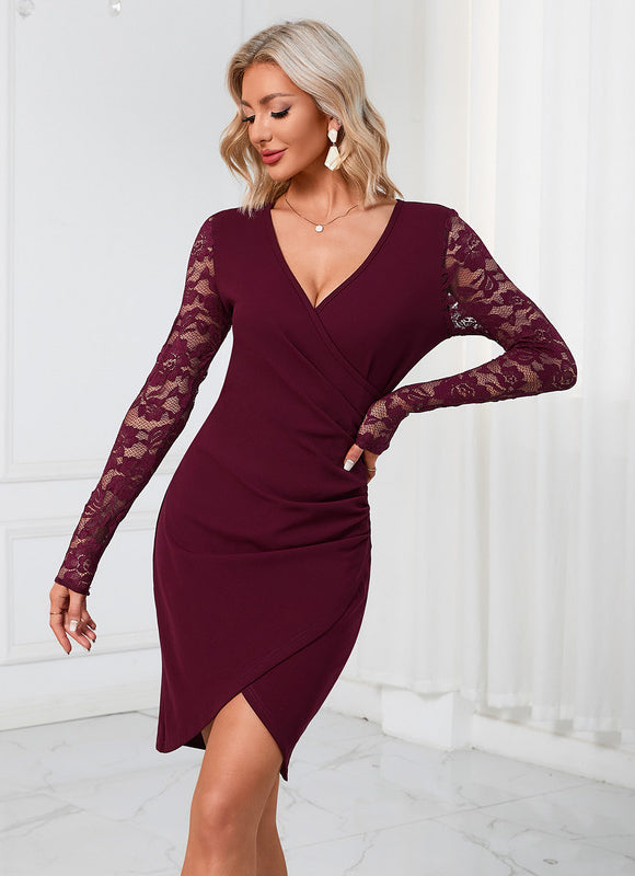 Robe Chic Bordeaux Dentelle - gallery 3