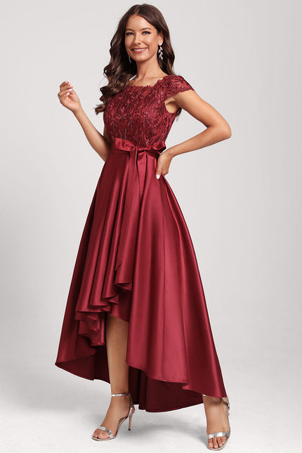 Robe Chic Satin Rubis Asymétrique - gallery 4