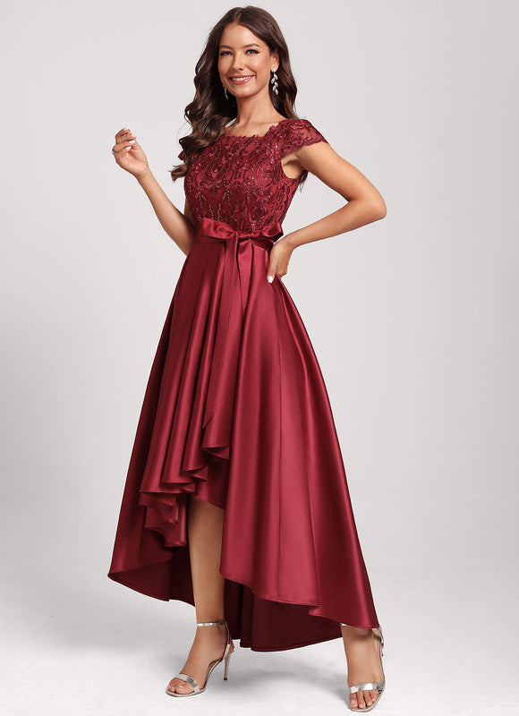 Robe Chic Satin Rubis Asymétrique - gallery 4