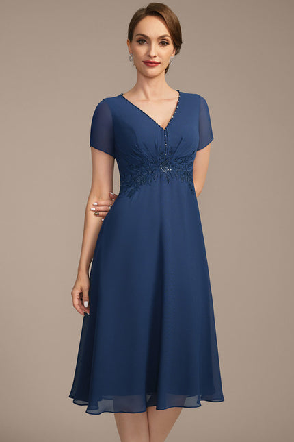 Robe Chic Bleu Marine Élégante - gallery 5