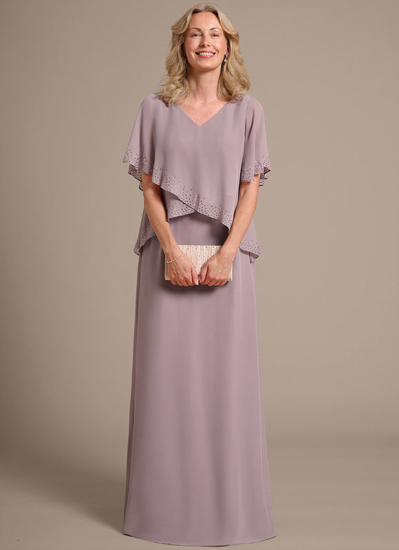Robe Chic Longue Mauve Élégante - gallery 3
