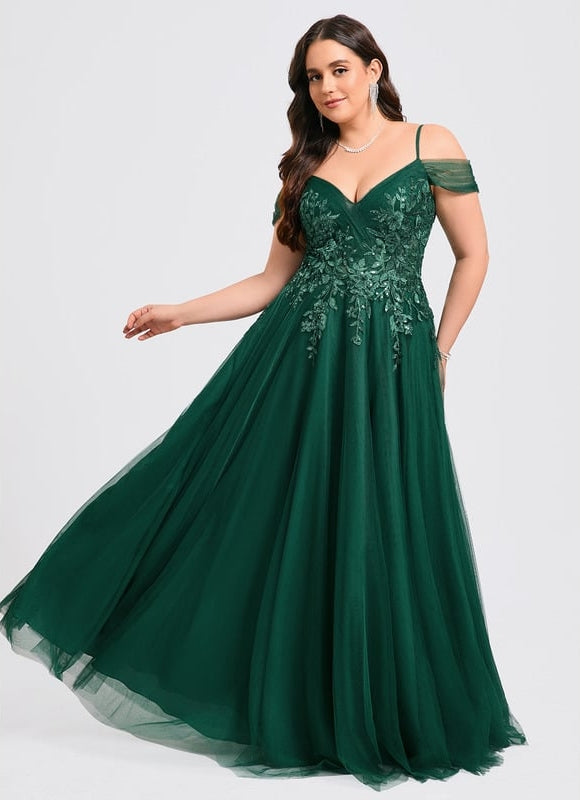 Robe Chic Vert Émeraude Tulle Paillettes - gallery 5