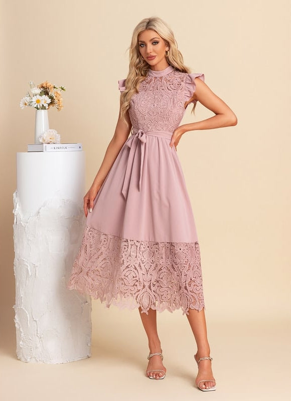 Robe Chic Midi Rose Dentelle - gallery 5