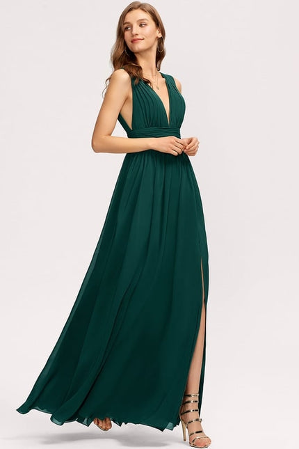 Robe Chic Longue Verte Fluide - gallery 4