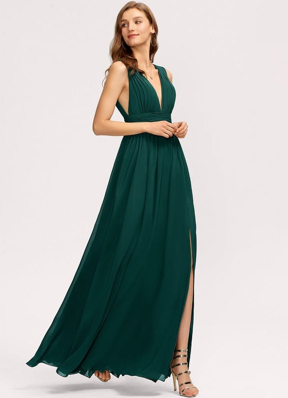 Robe Chic Longue Bordeaux Plissée - gallery 4