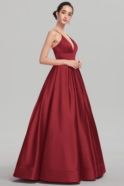 Robe Chic Bordeaux Satin Longue