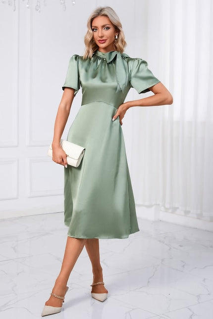Robe Chic Satin Vert Doux - gallery 2