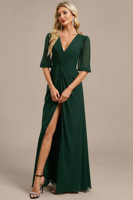 Robe Chic Longue Verte Fluide - gallery 4