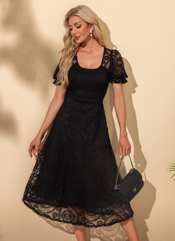 Robe Chic Dentelle Noire Midi - gallery 3