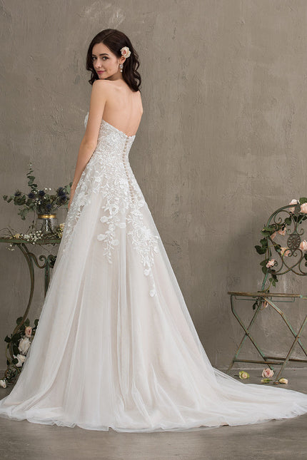 Robe Chic Blanc Élégant Avec Traîne - gallery 5