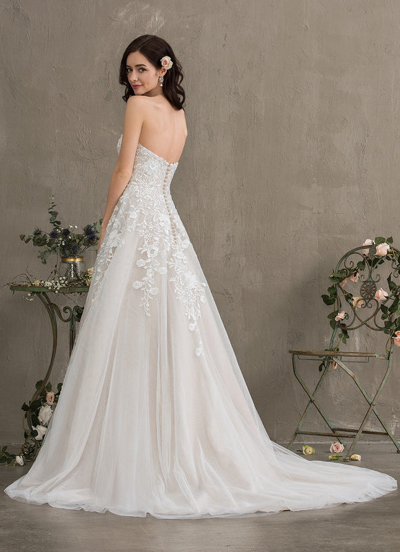 Robe Chic Blanc Élégant Avec Traîne - gallery 5