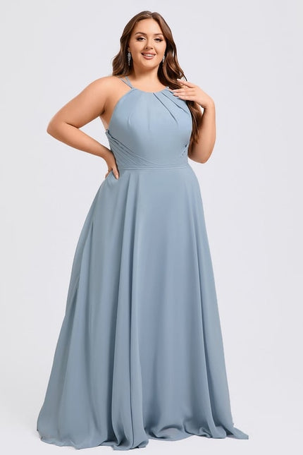 Robe Chic Bleu Drapé - gallery 8