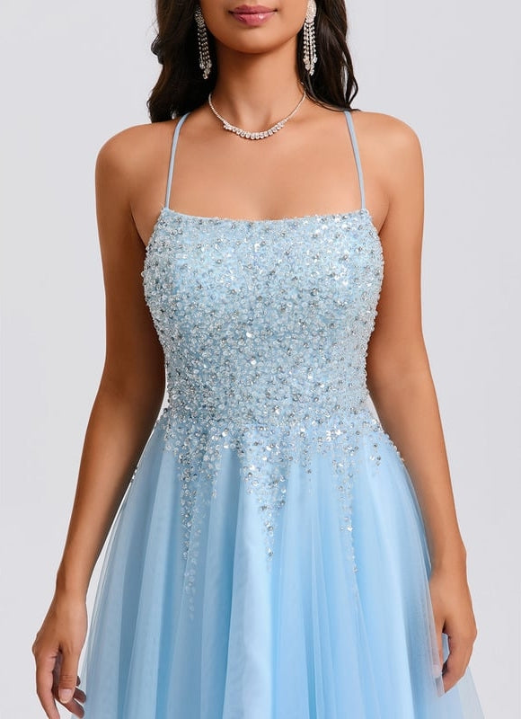 Robe Chic À Paillettes Bleue - gallery 3