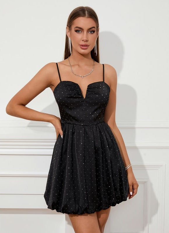 Robe Chic À Pois Noire - gallery 1