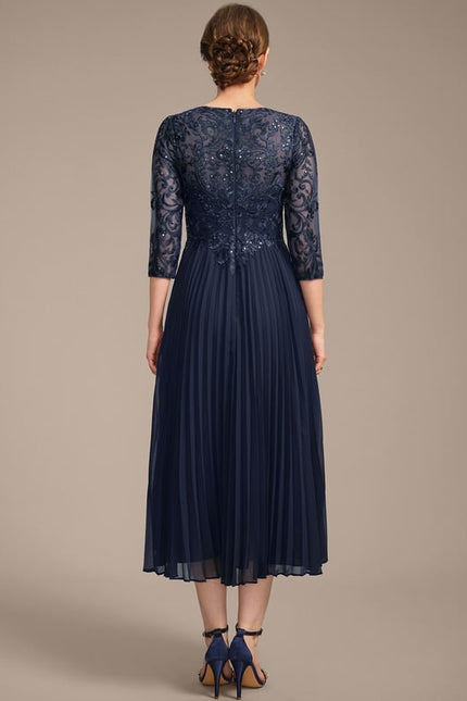 Robe Chic Bleu Élégant Plissé - gallery 6