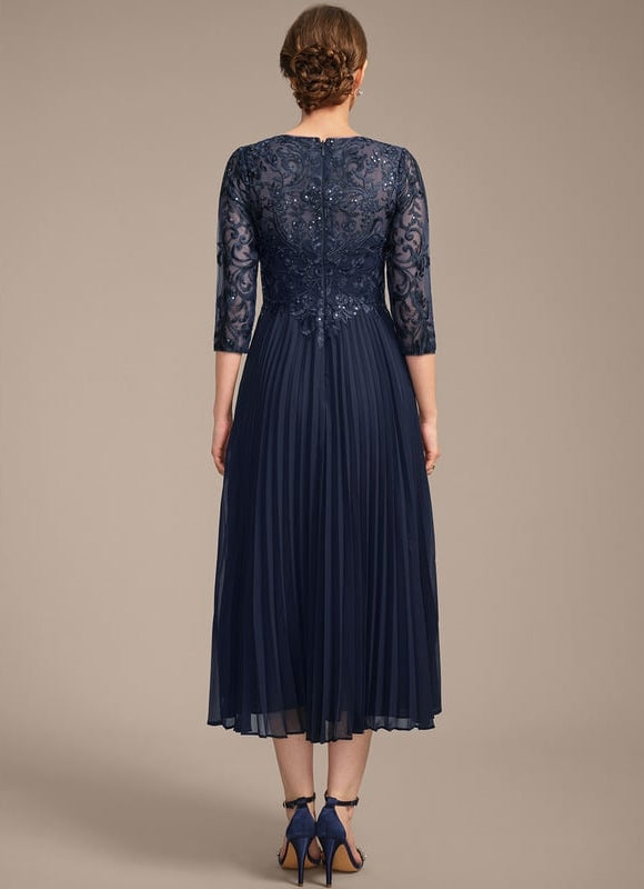 Robe Chic Bleu Élégant Plissé - gallery 6