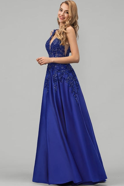 Robe Chic Éclat Satin Bleu - gallery 1