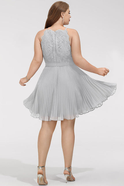 Robe Chic Gris Élégant Plissé - gallery 6