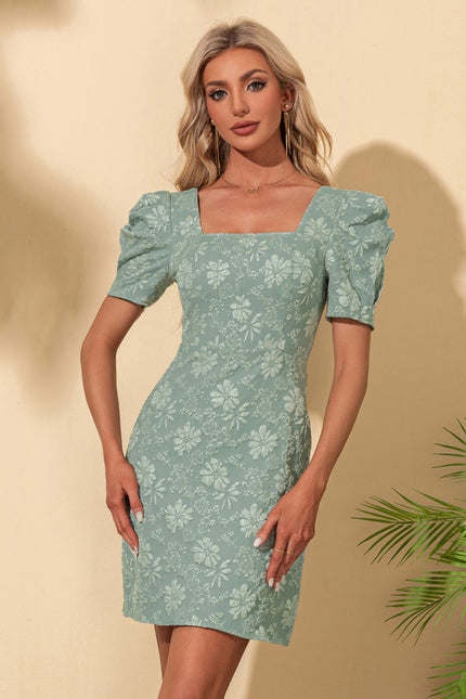 Robe Chic Courte Florale Verte