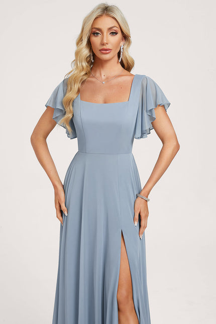 Robe Chic Bleu Clair Longueur Ras Du Sol - gallery 2