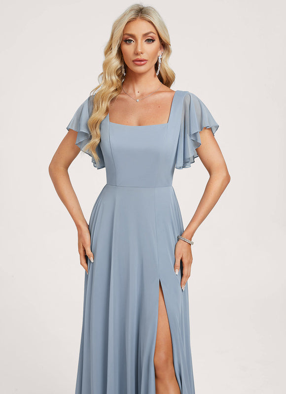 Robe Chic Bleu Clair Longueur Ras Du Sol - gallery 2