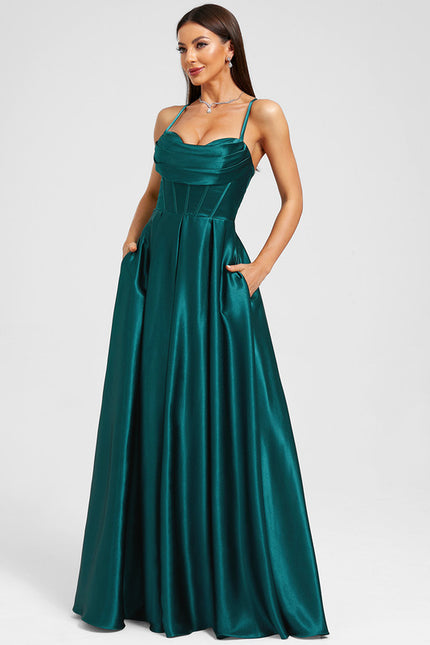 Robe Chic Satinée Émeraude - gallery 3