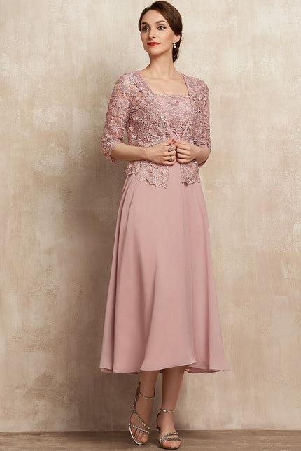 Robe Chic Élégance Rosée Tissée - gallery 2