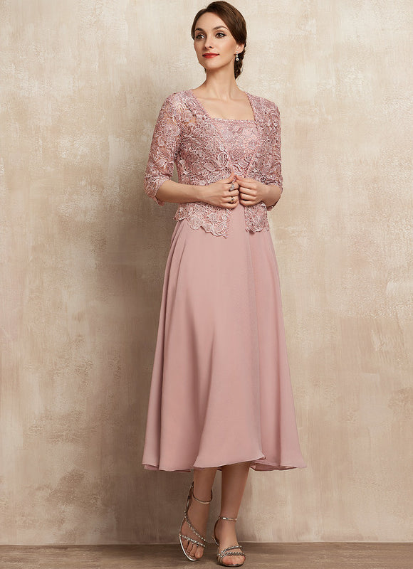 Robe Chic Élégance Rosée Tissée - gallery 2